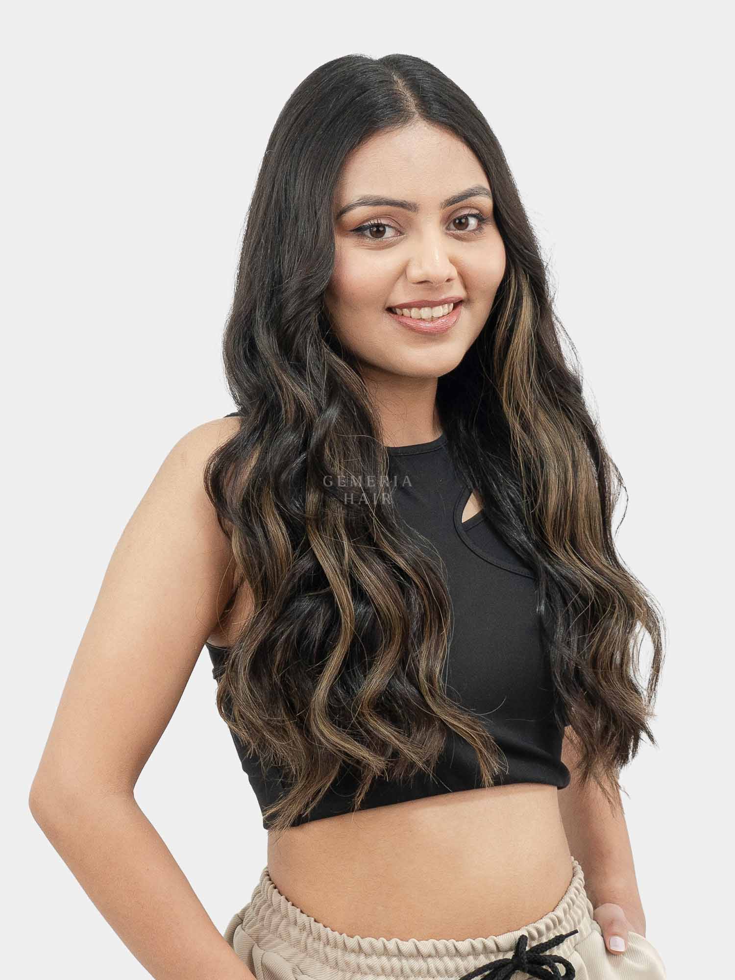 Ash Brown Balayage | Seamless | 3 Piece Set Clip-In Hair Volumizer