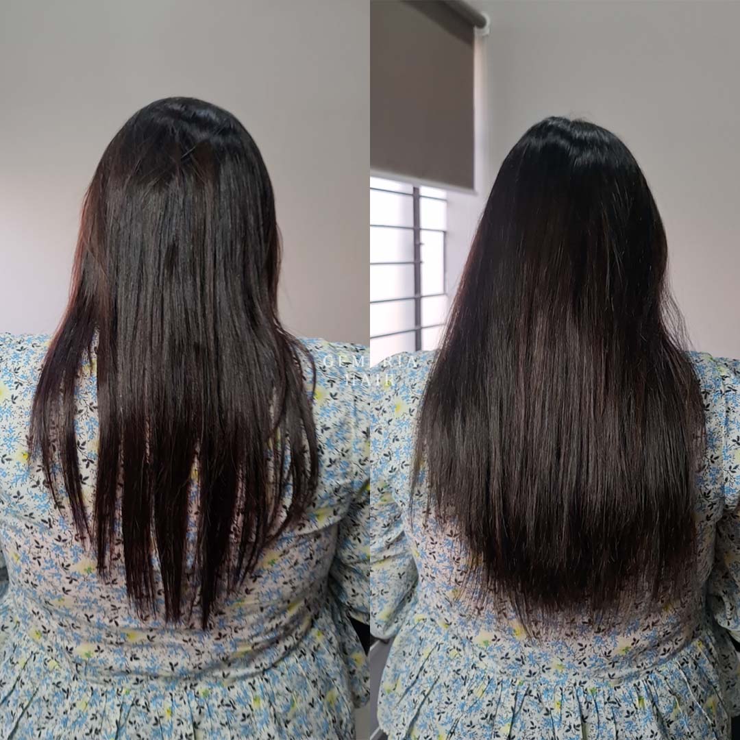 Straight  1 piece clip-In volumizer before after