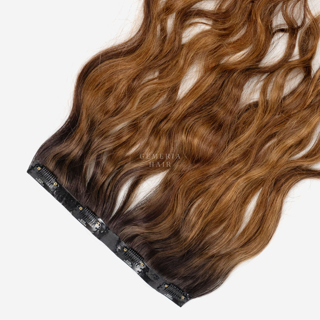 Golden brown 1 piece clip-in hair volumizer