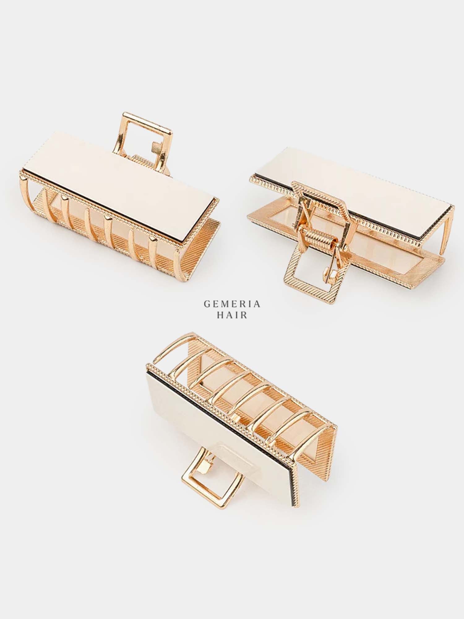 Retro Solid Metal Rectangular Hair Claw Clip | Medium Size