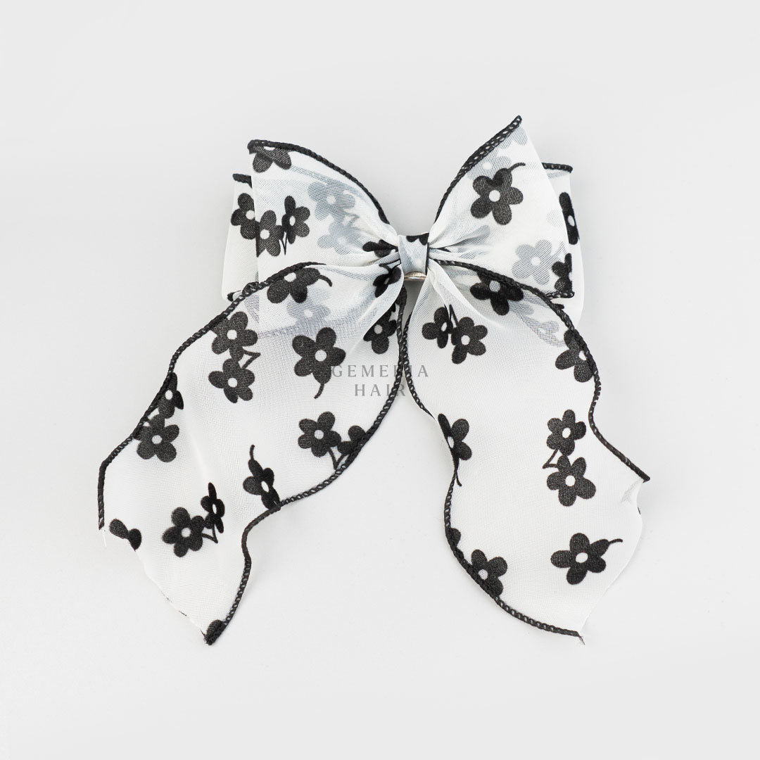 Velvet floral hair bow clip
