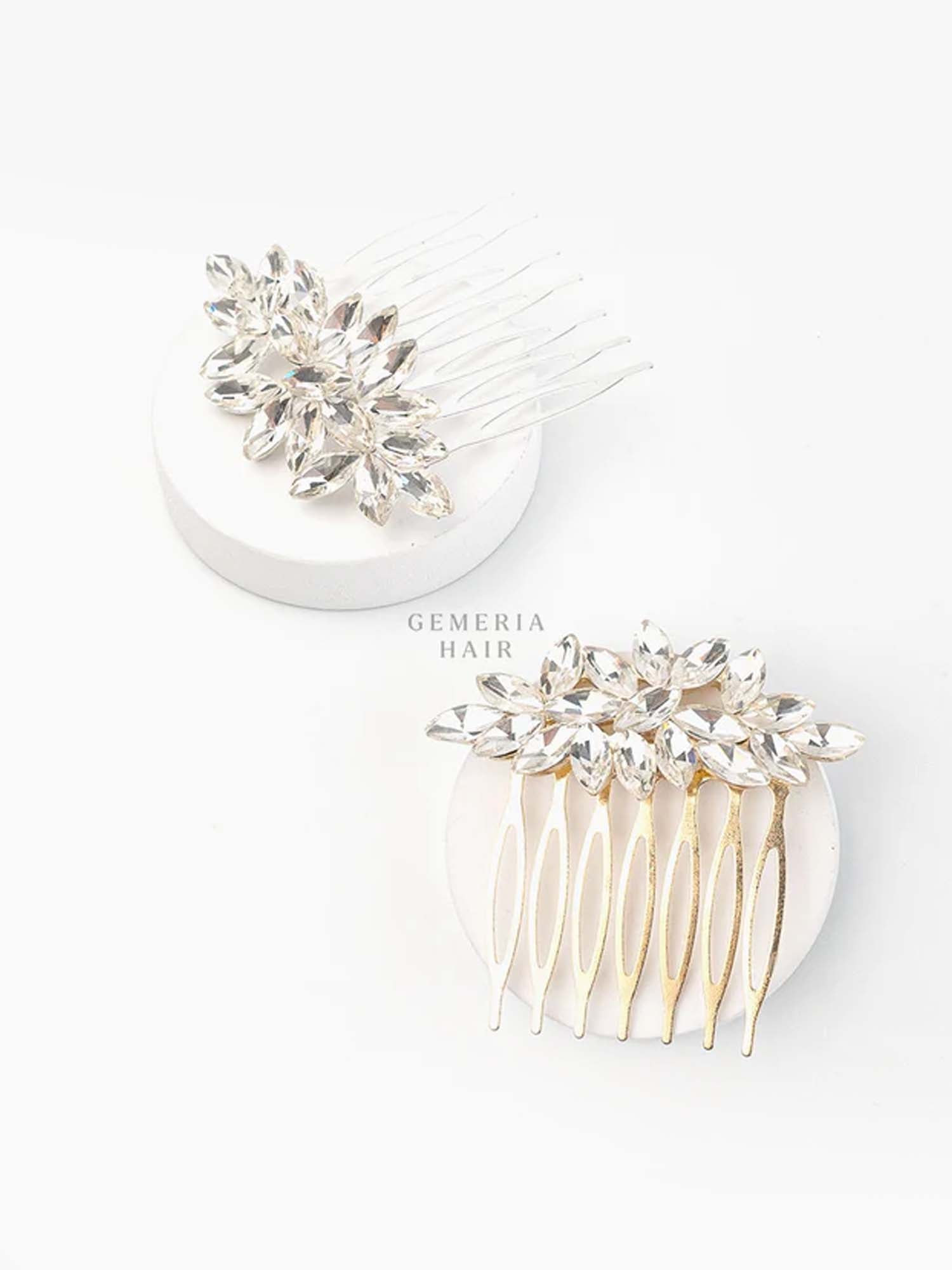 White Opal Crystal Hair Comb For Bun & Braids| Hair Pin