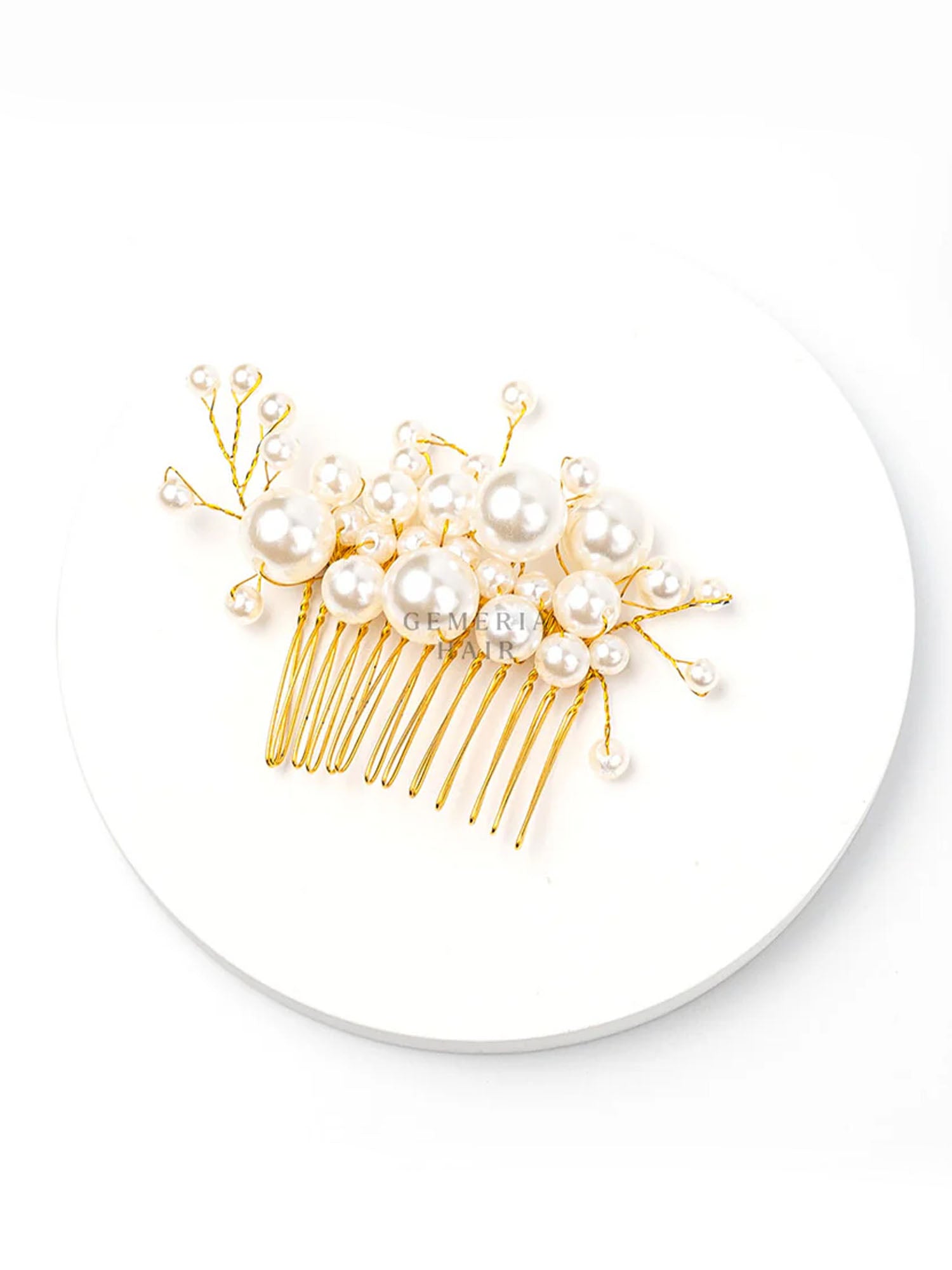 Golden Filigree Pearl Set of Hair Comb and Pins