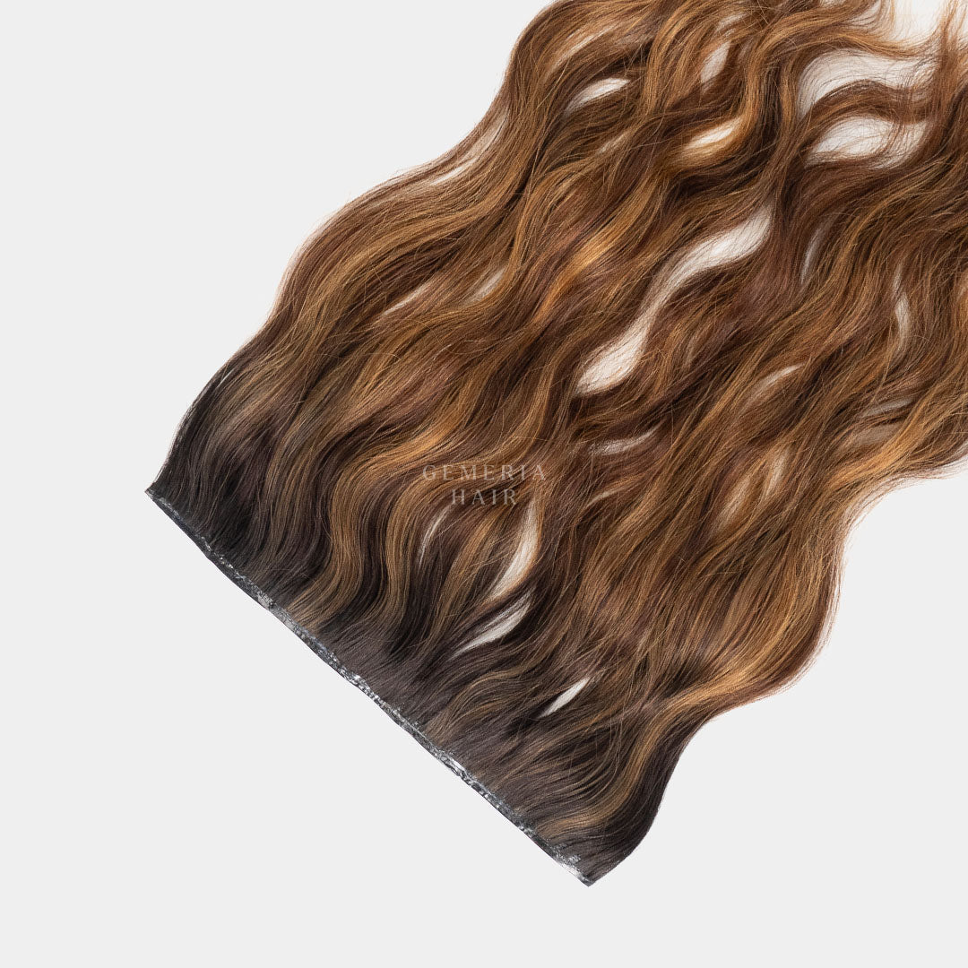 Golden brown 1 piece clip-in hair volumizer