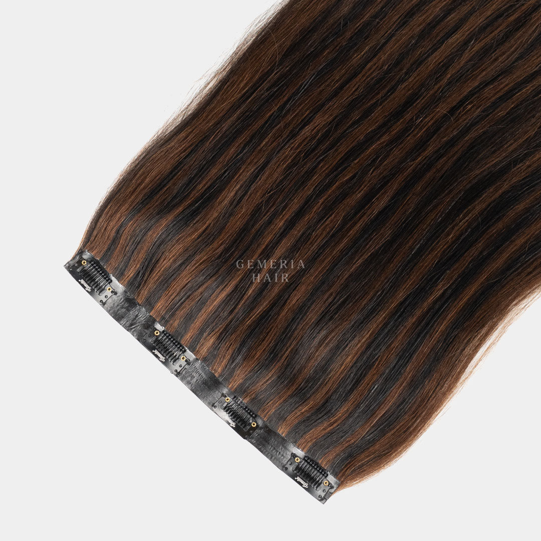 Dark brown 1 piece clip-in hair volumizer