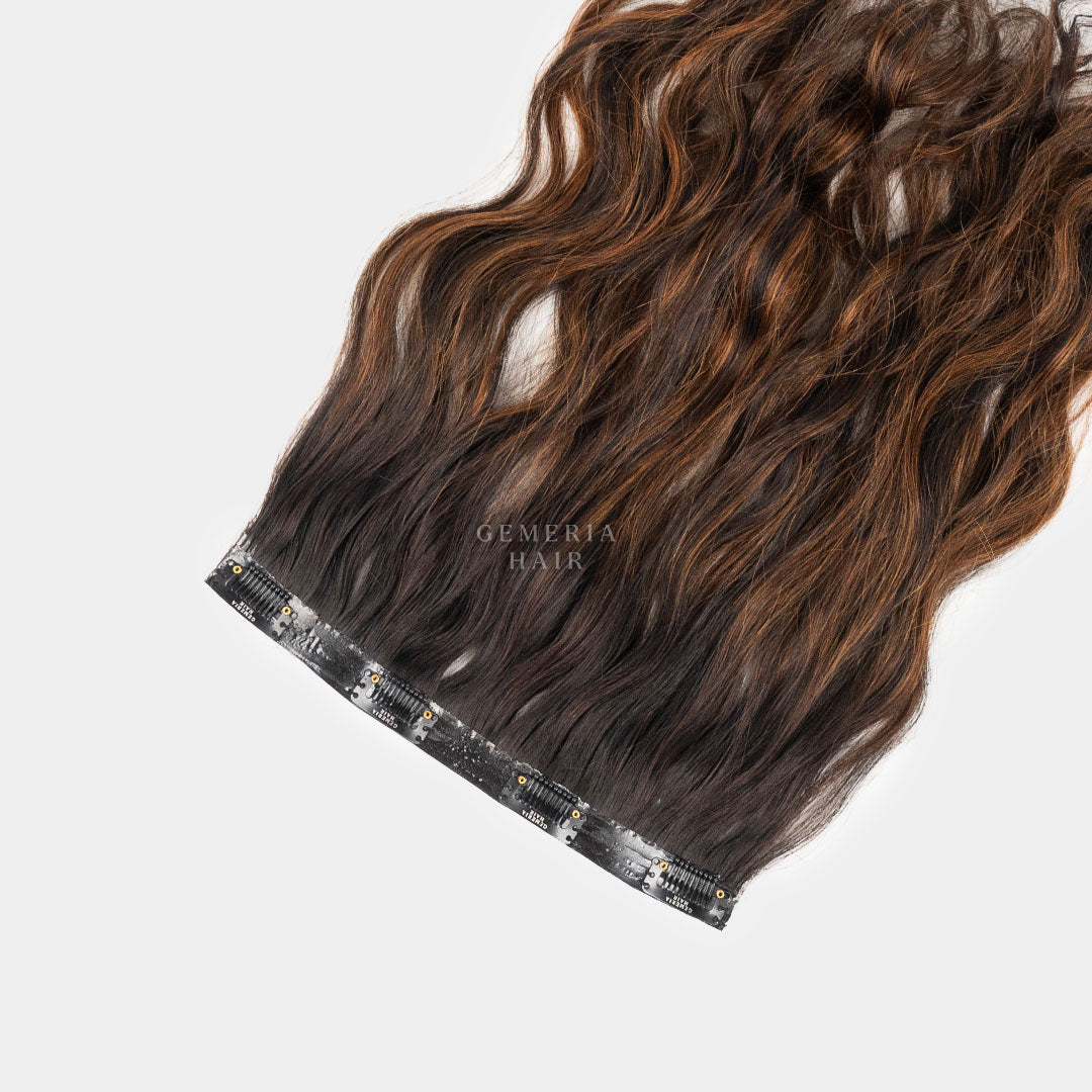 Caramel brown 1 piece clip-in hair volumizer