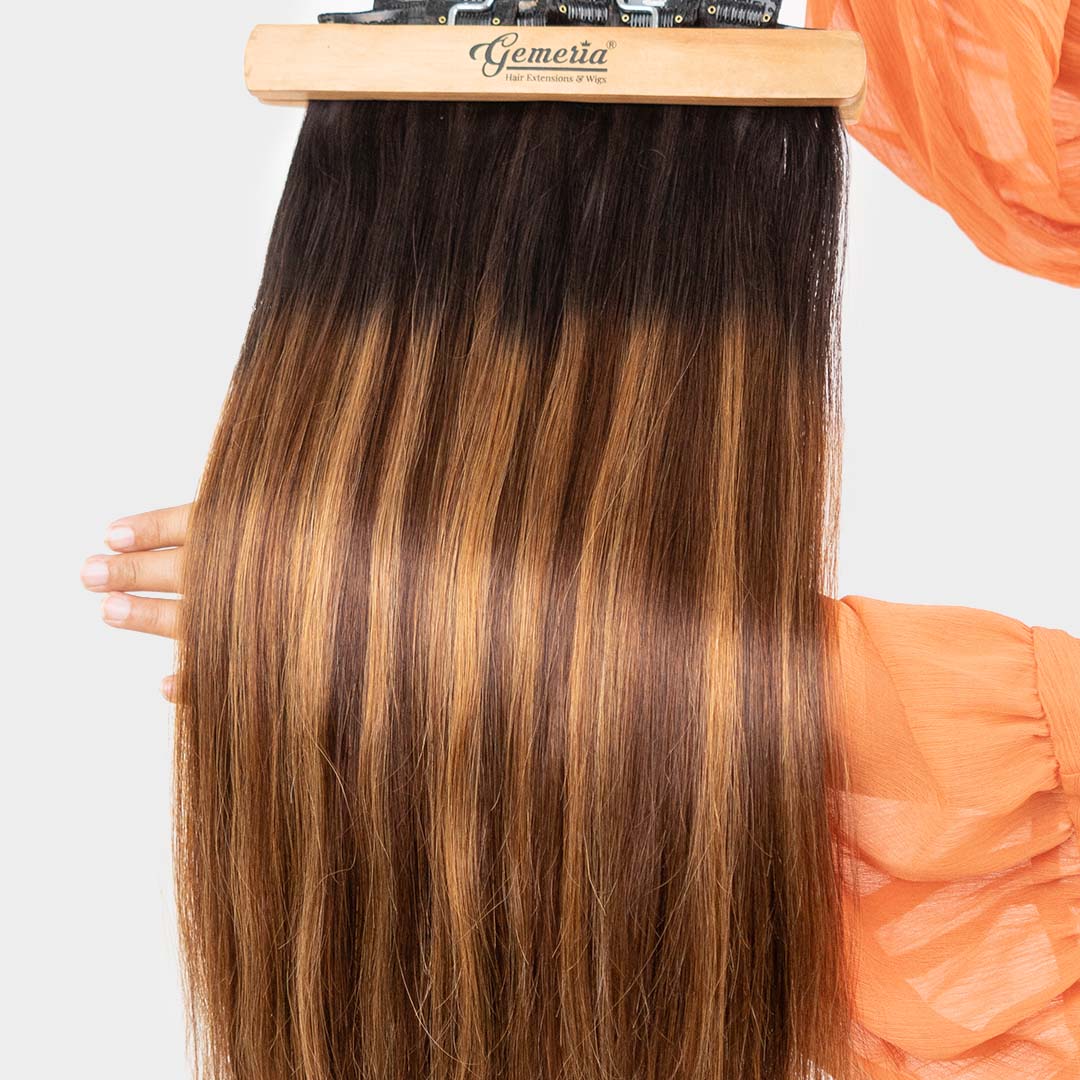 Golden brown 7 set clip-in hair extensions