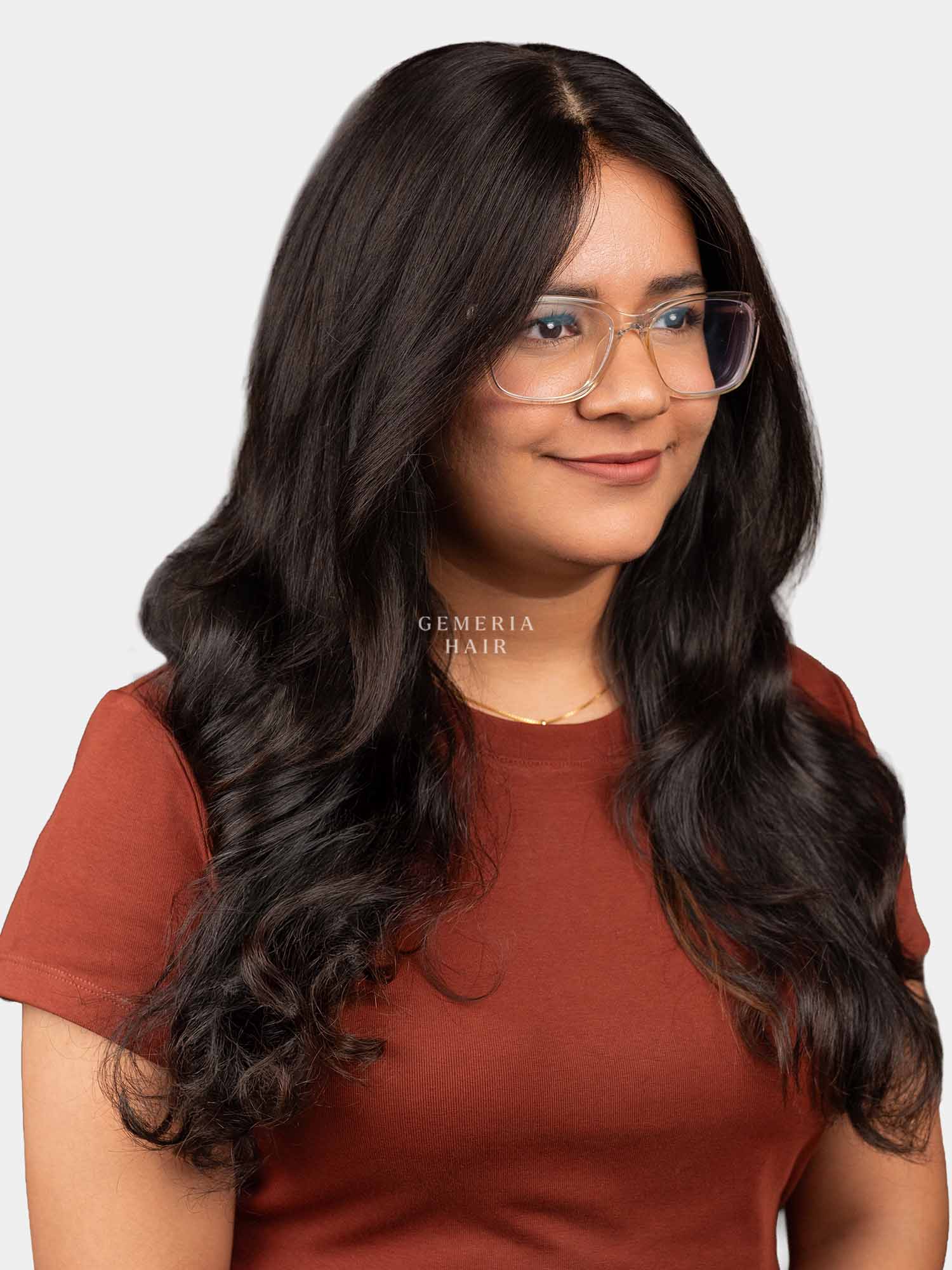 Natural finish with Gemeria Hair front lace hair band topper for fuller hair