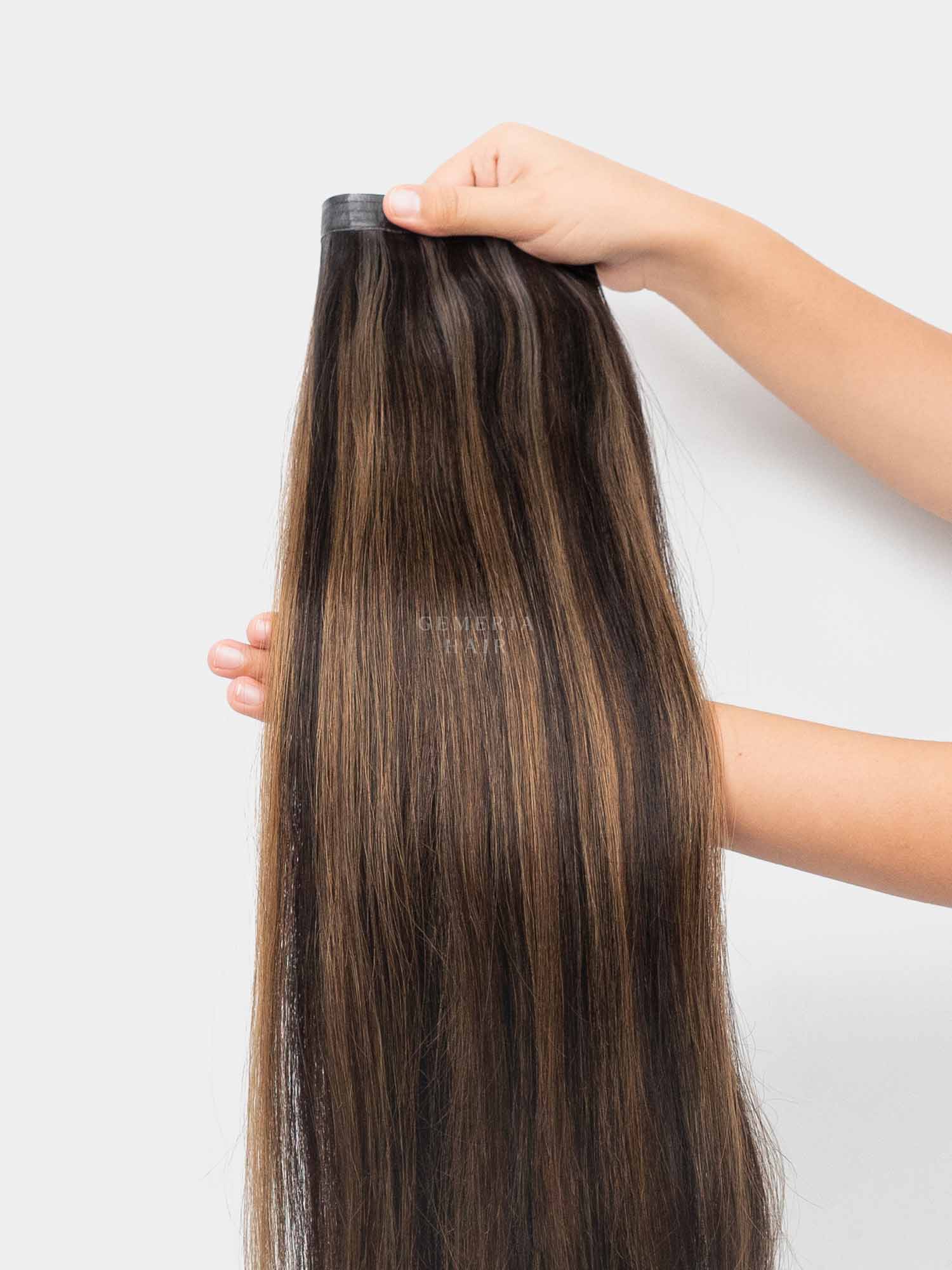 Ash Brown Balayage | Seamless | 3 Piece Set Clip-In Hair Volumizer