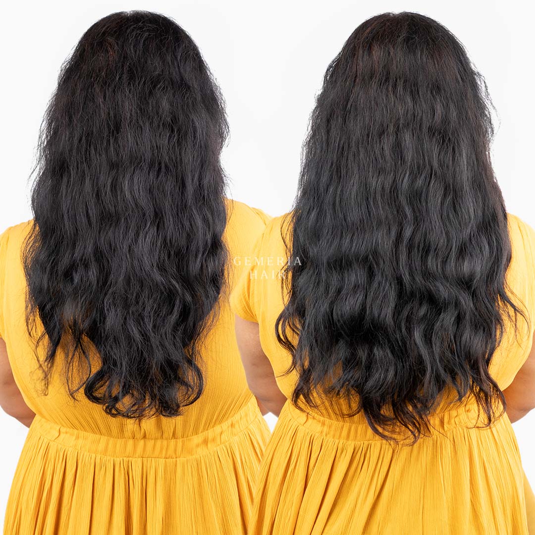 Wavy 3 piece set clip-in hair volumizer before after