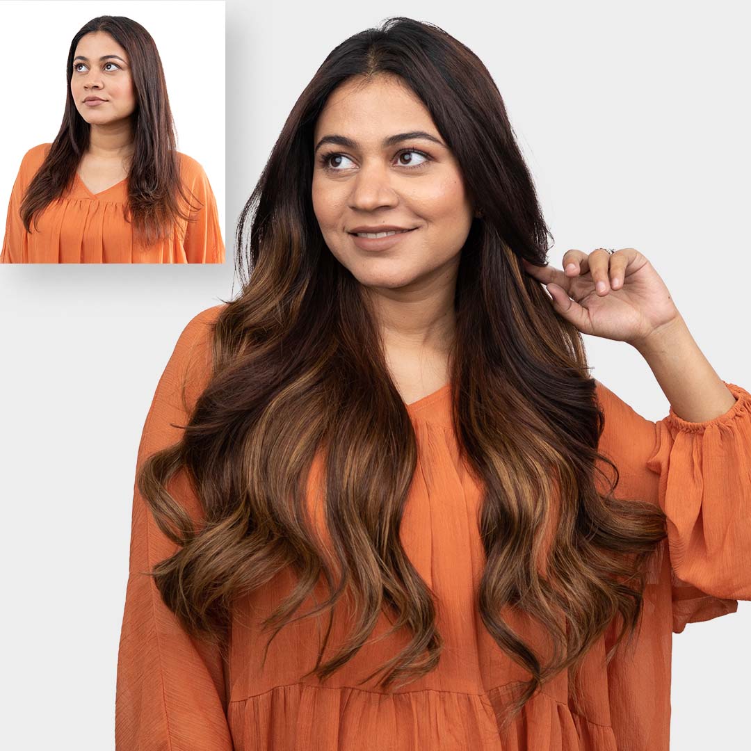 Golden brown 7 set clip-in hair extensions
