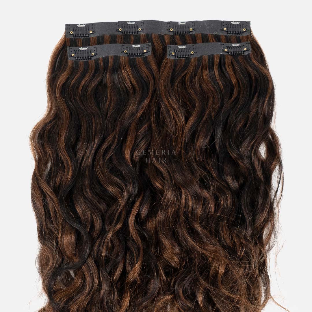 Dark Brown Balayage Seamless 3 Piece Set Clip In Hair Volumizer