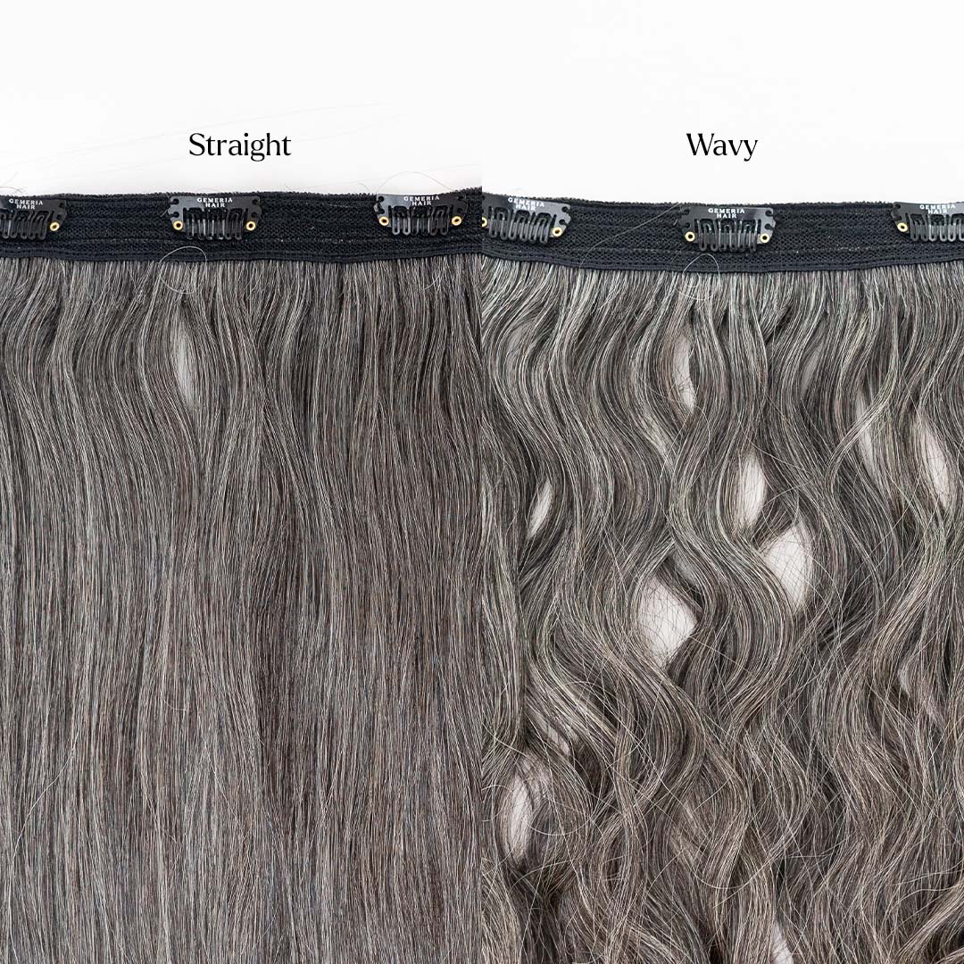 Grey straight & wavy hair 1 piece clip-in volumizer
