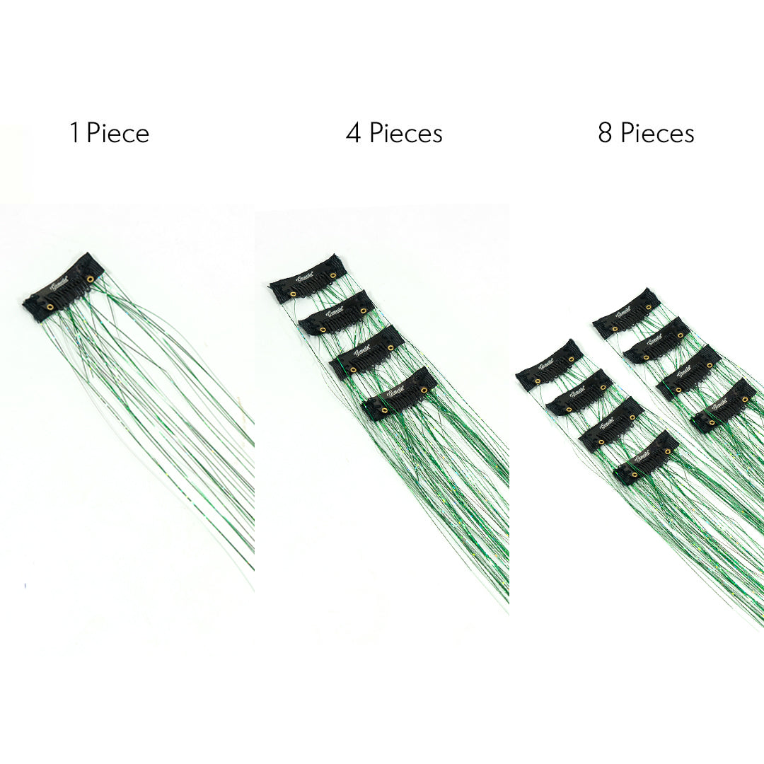 Green clip-in hair tinsels