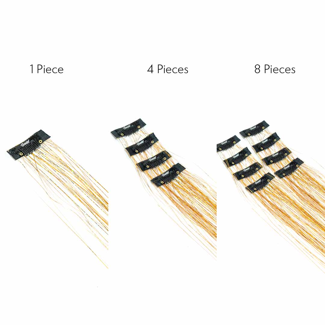 Golden clip-in hair tinsels