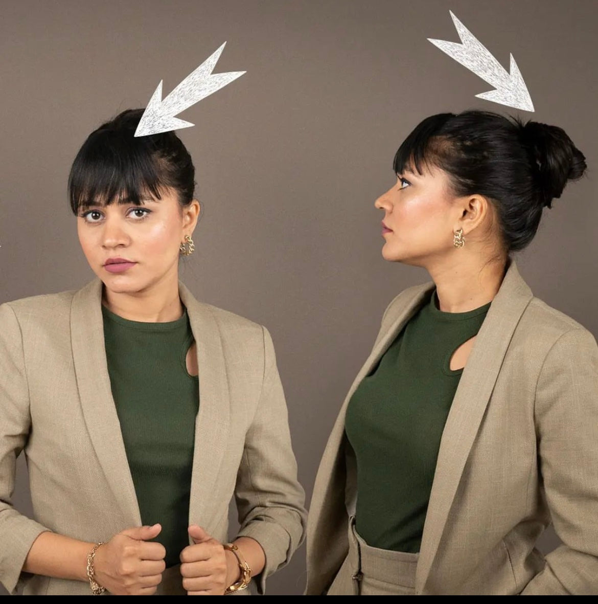 Faux Scrunchie Bun & Clip-In Bangs Combo