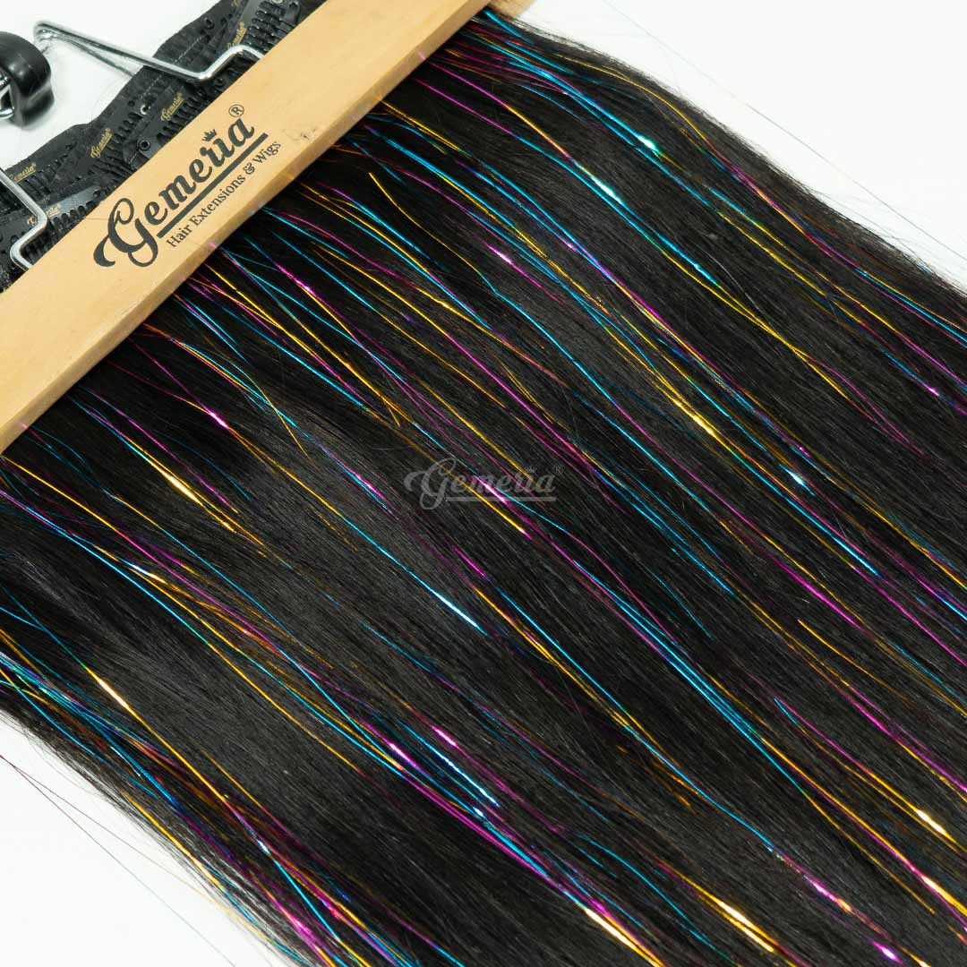 Multi color clip-in hair tinsels