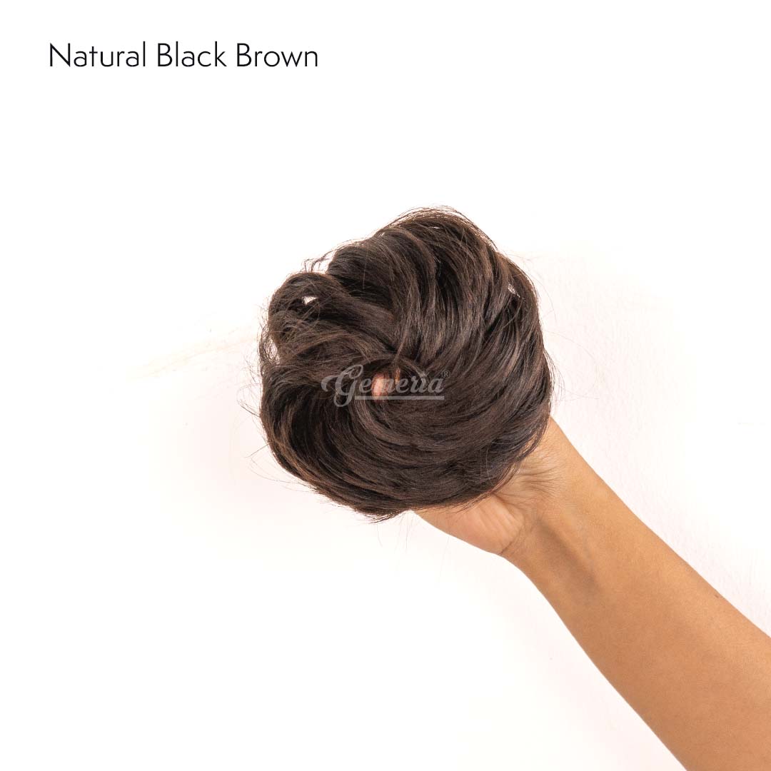 natural black brown faux scrunchie bun
