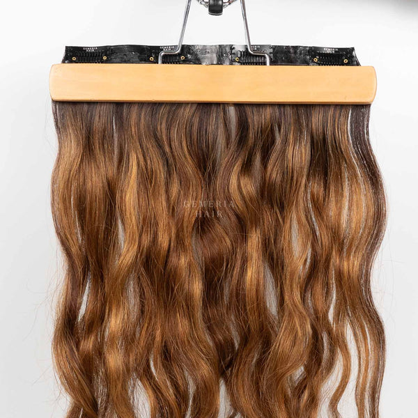 Golden Brown Balayage | Seamless | 1 Piece Clip-In Hair Volumizer