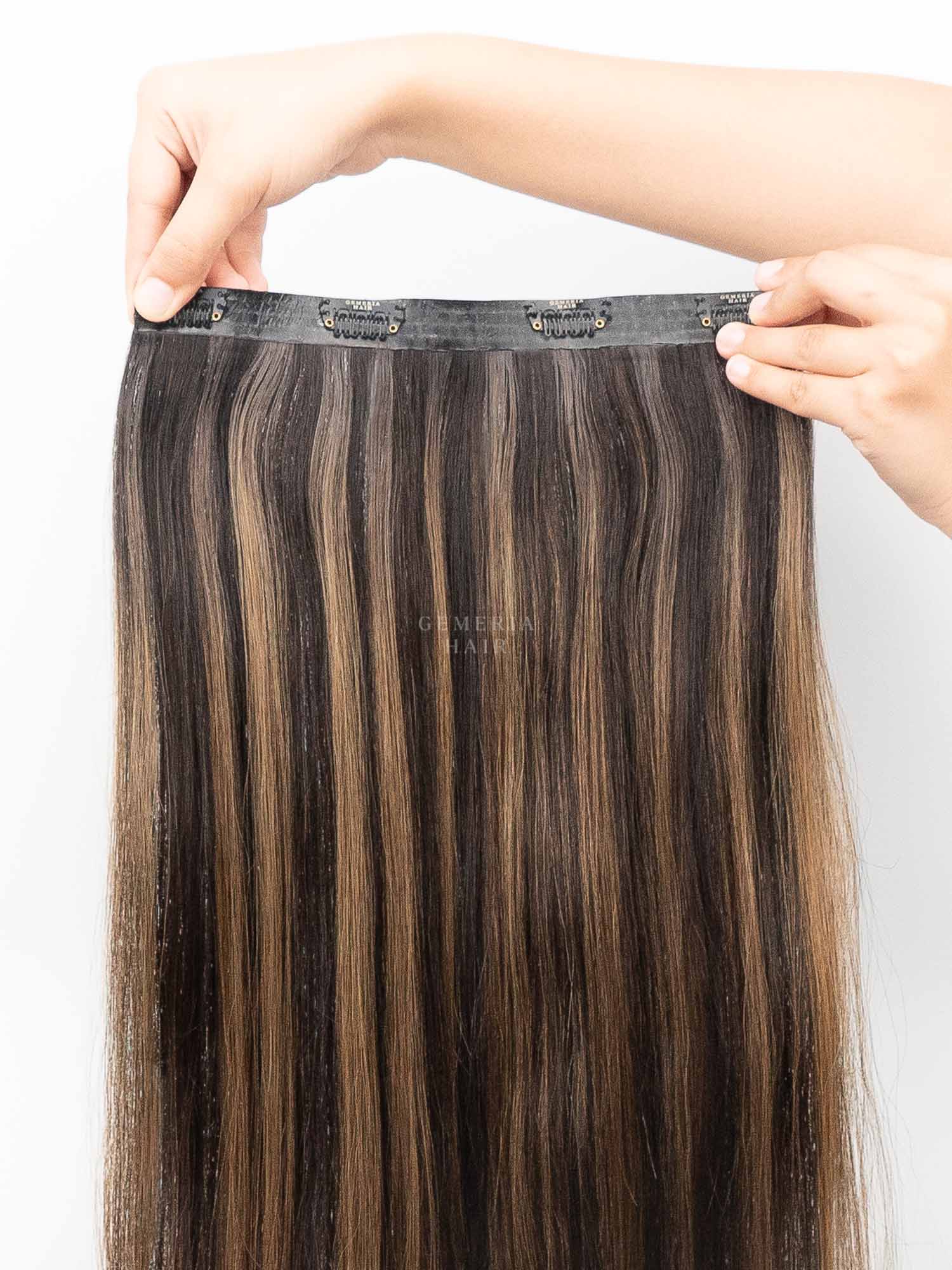 Ash Brown Balayage | Seamless | 1 Piece Clip-In Hair Volumizer