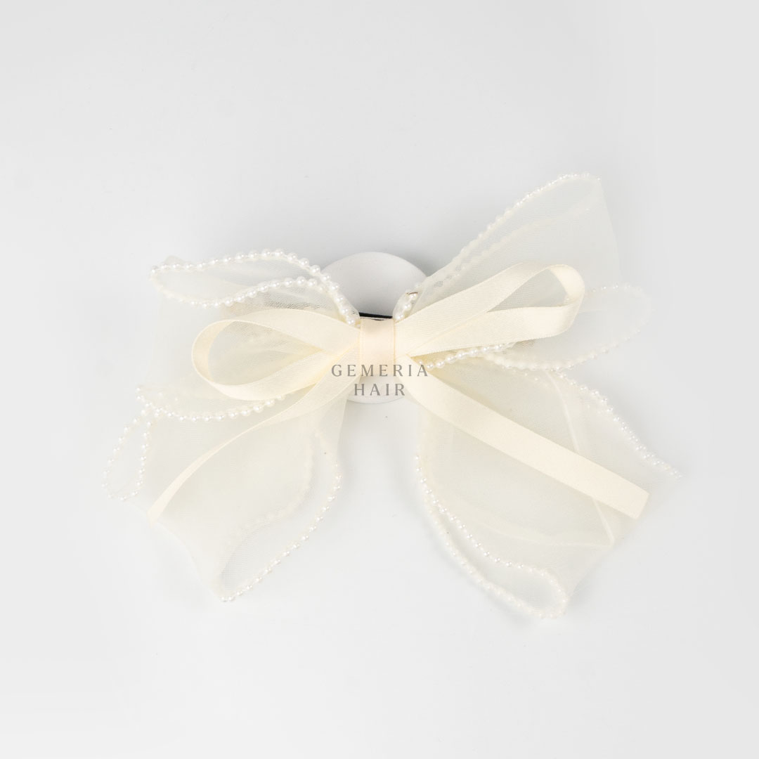 Pearl-Laced Vintage Delight French Bow Barrette | Hair Bow Clips