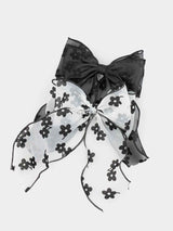Mesh & Velvet Floral Hair Bow Clip