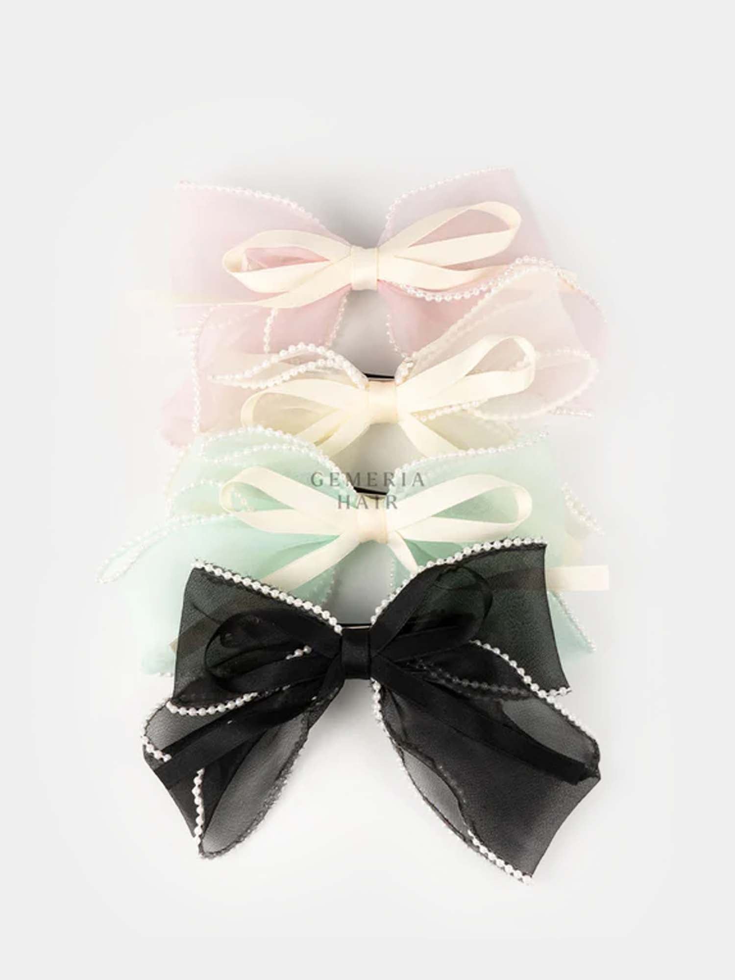 Pearl-Laced Vintage French Bow Barrette | Hair Bow Clips