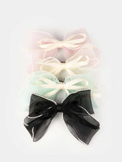 Pearl-Laced Vintage French Bow Barrette | Hair Bow Clips