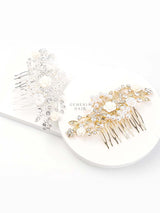 Pearl Rhinestone Flower Hair Comb for Buns | Hair Pin