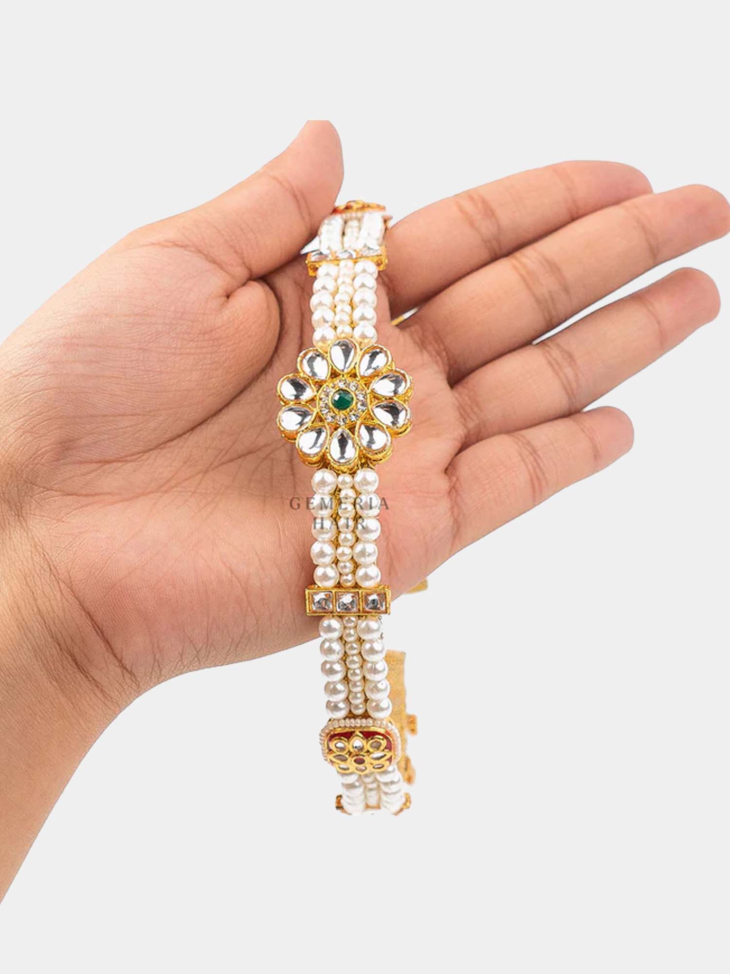 Rani Jodhabai Pearl Polki Head Band Matthapatti Gemeria Hair
