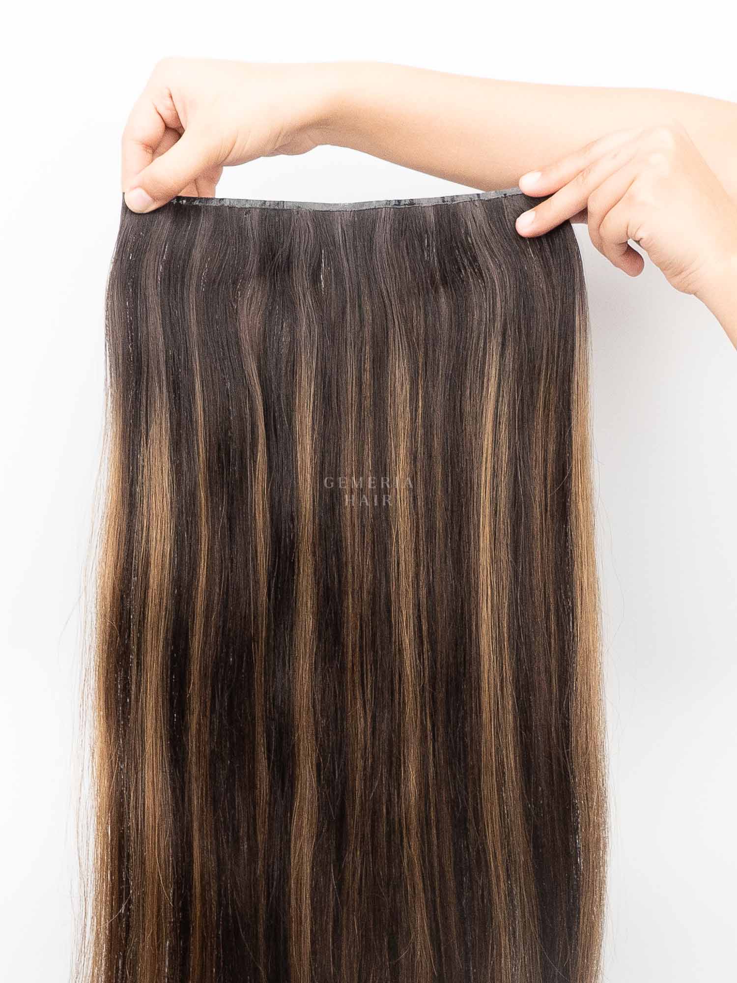 Ash Brown Balayage | Seamless | 1 Piece Clip-In Hair Volumizer