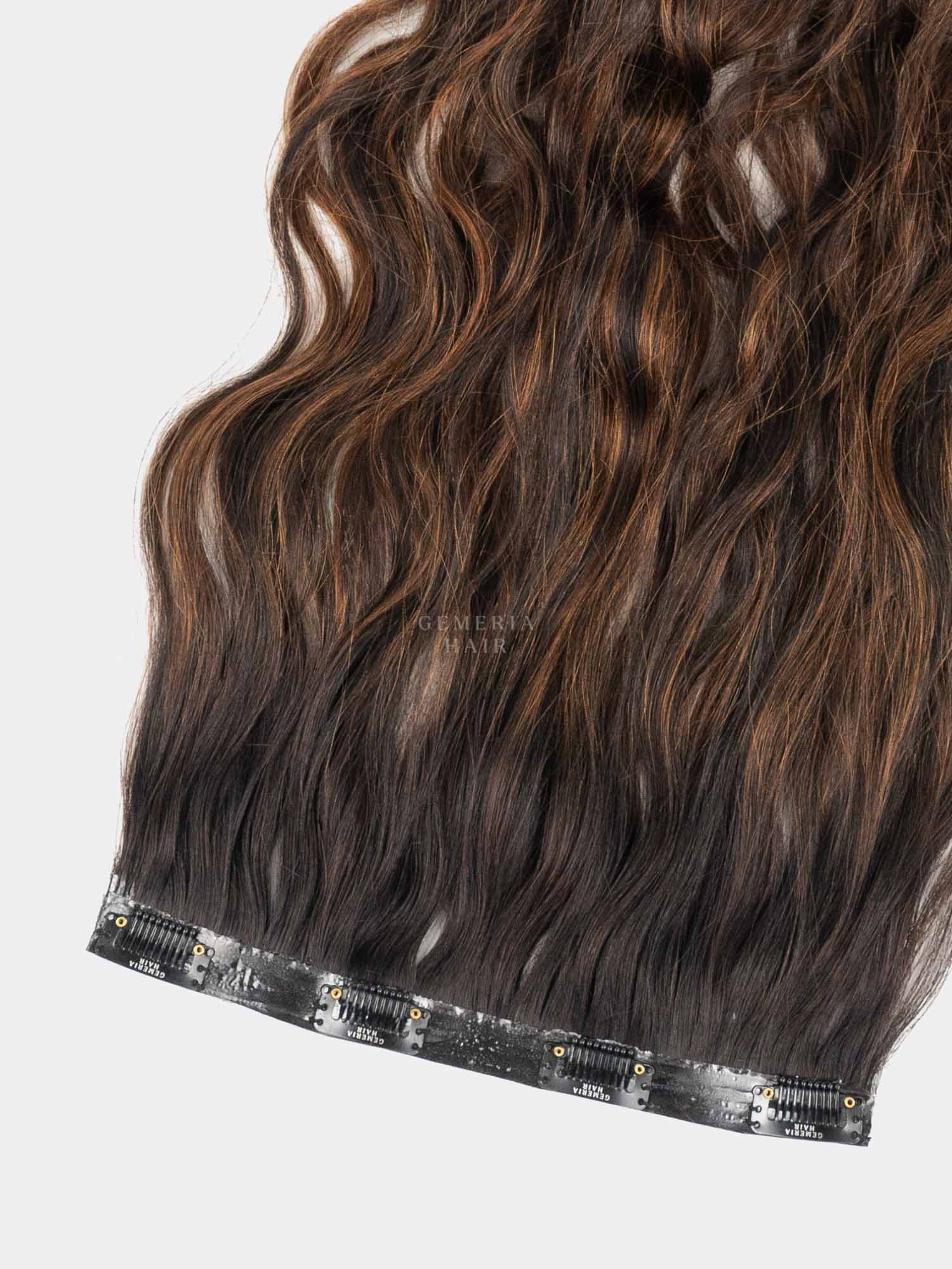 Caramel Brown Balayage | Seamless | 1 Piece Clip-In Hair Volumizer