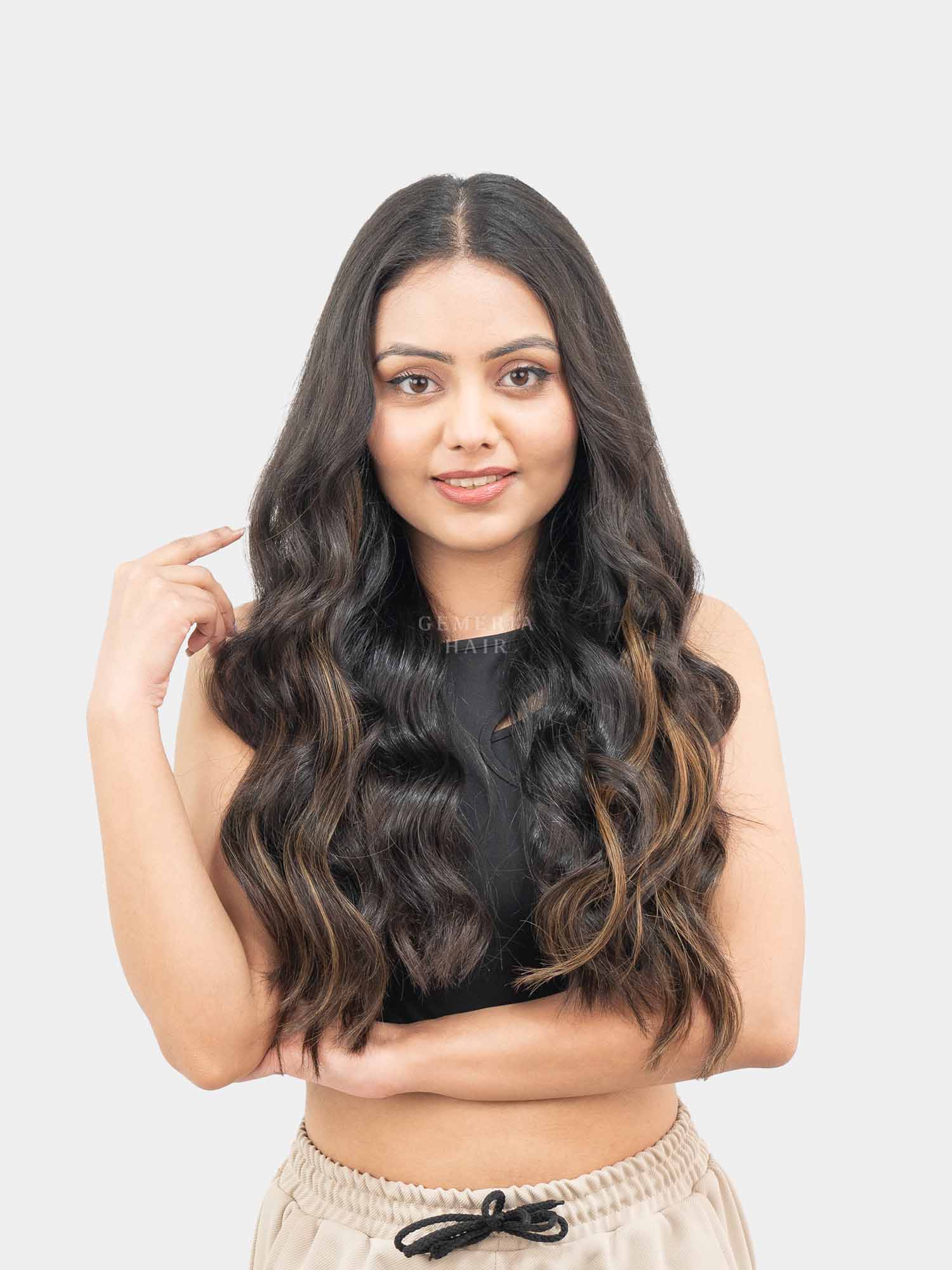 Golden Brown Balayage | Seamless | 3 Piece Set Clip-In Hair Volumizer