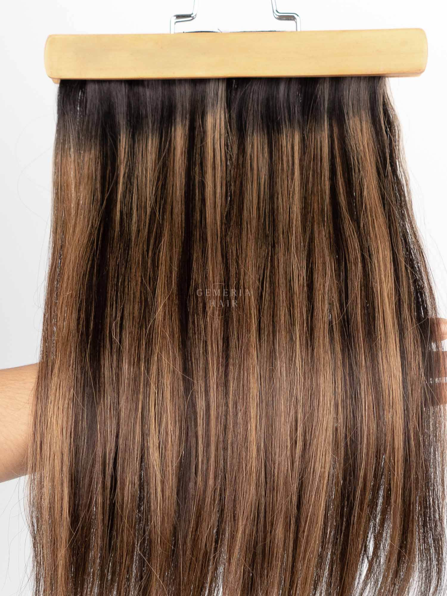 Chocolate Brown Balayage | Seamless | 3 Piece Set Clip-In Hair Volumizer