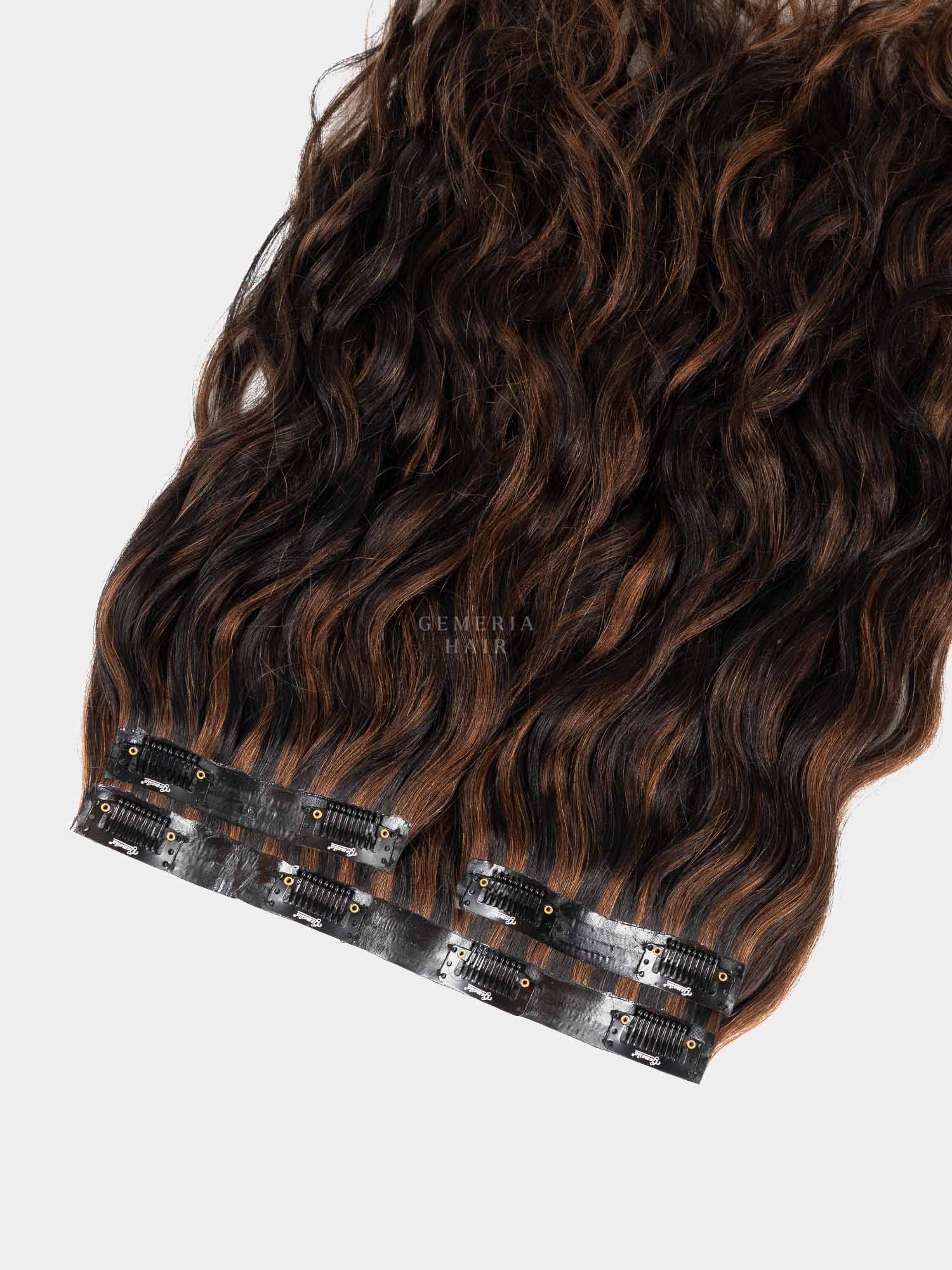 Dark Brown Balayage | Seamless | 3 Piece Set Clip-In Hair Volumizer