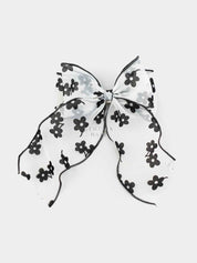 Mesh & Velvet Floral Hair Bow Clip
