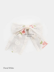 Lace Embroidered | Hair Bow Clips