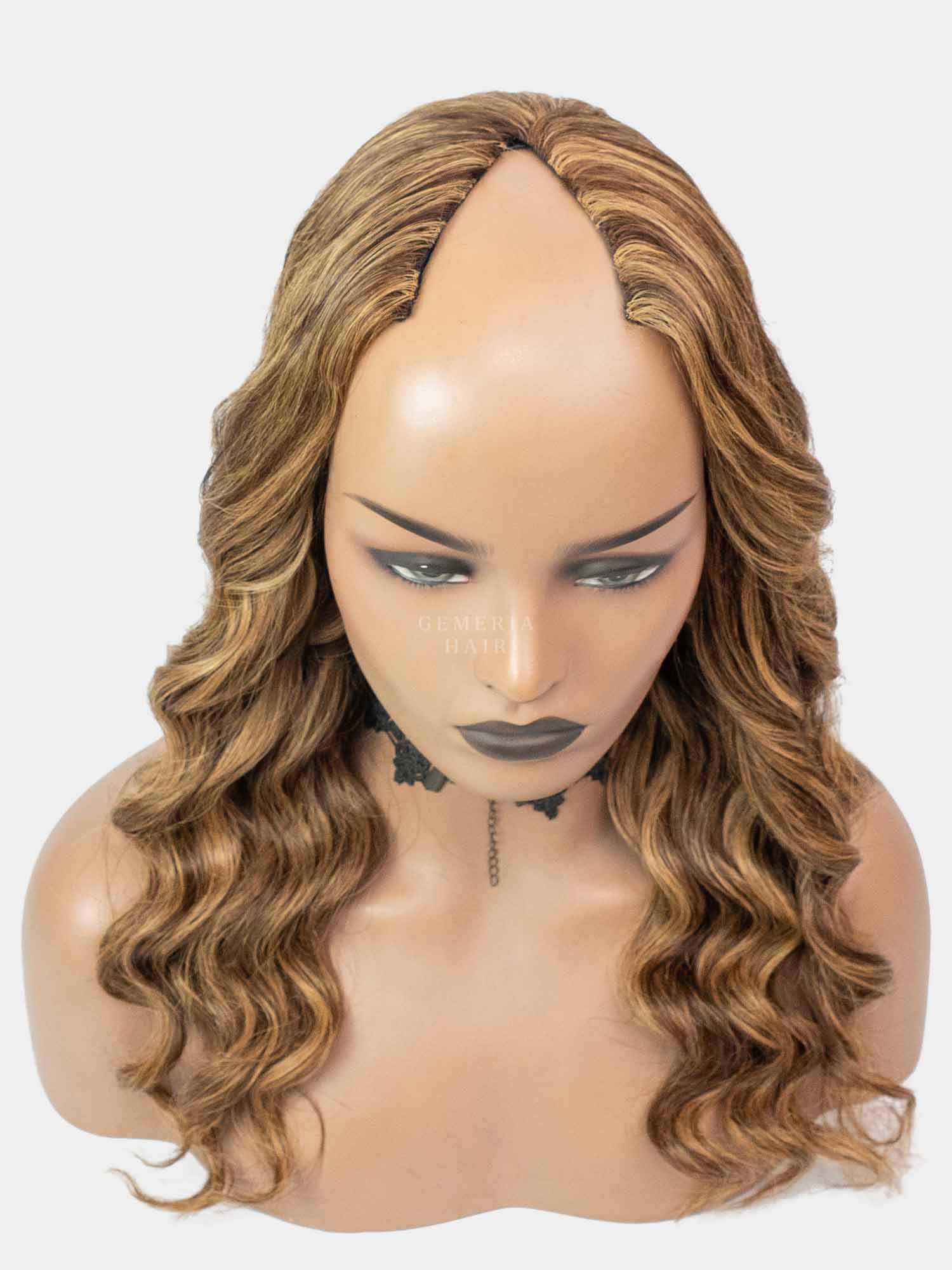 Golden Brown Balayage | V-Part Wig | V-Shaped Wig