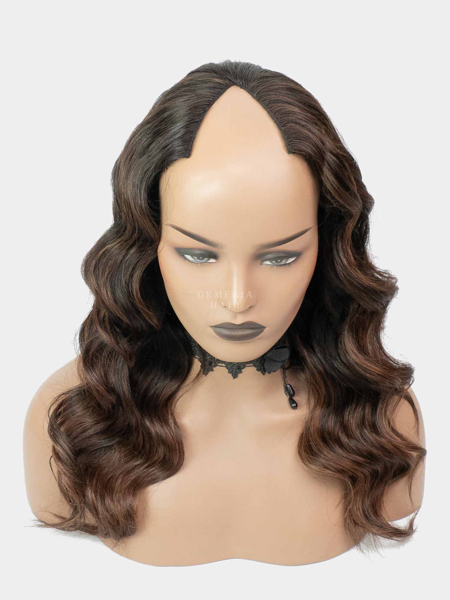 Barrel Brown Balayage | V-Part Wig | V-Shaped Wig