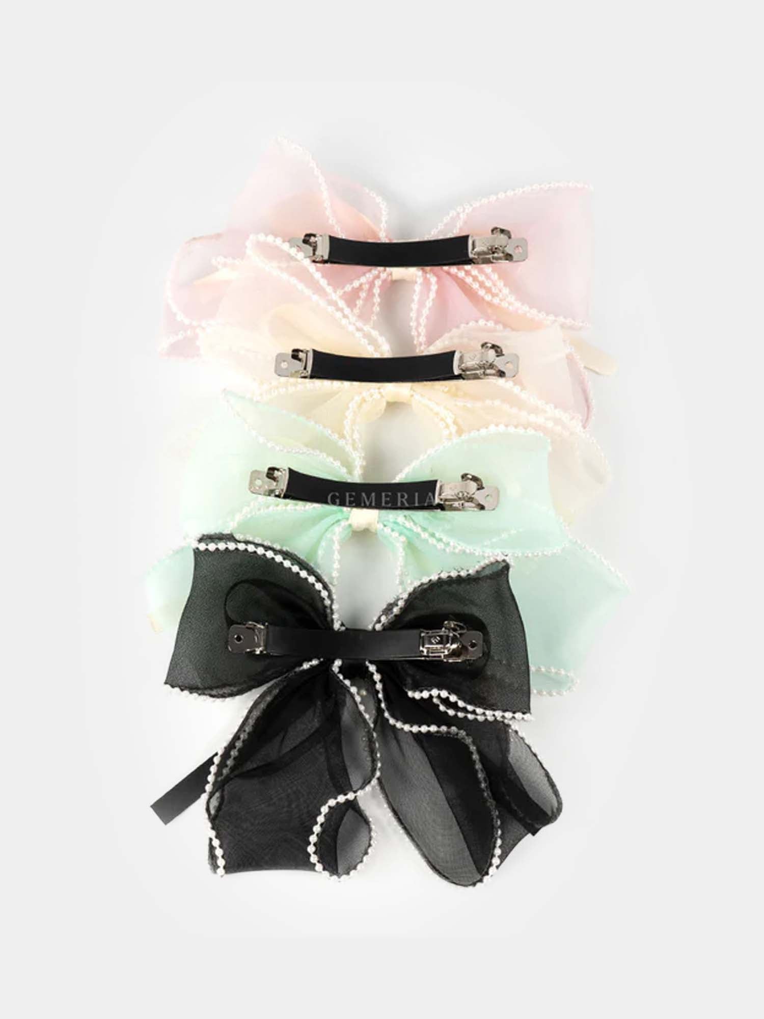 Pearl-Laced Vintage French Bow Barrette | Hair Bow Clips
