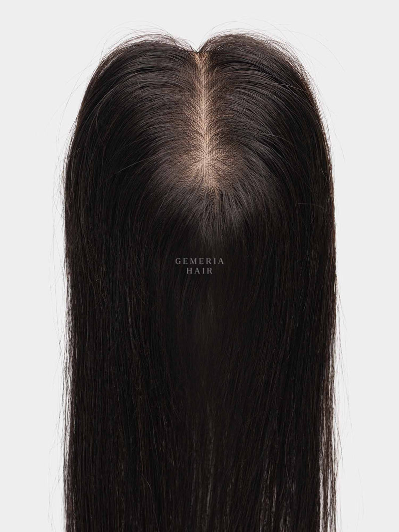 After: Grey hair covered with hair topper