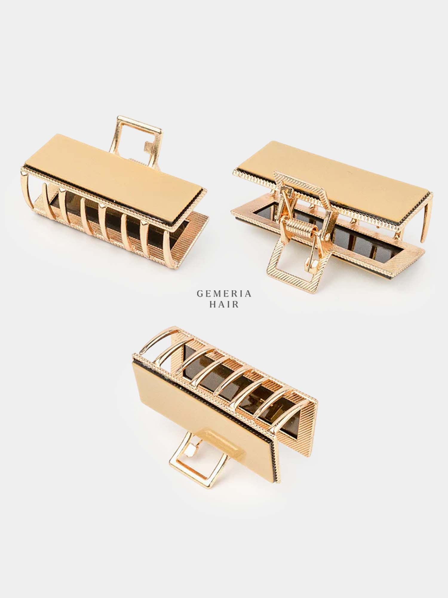 Retro Solid Metal Rectangular Hair Claw Clip | Medium Size