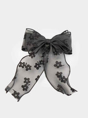 Mesh & Velvet Floral Hair Bow Clip