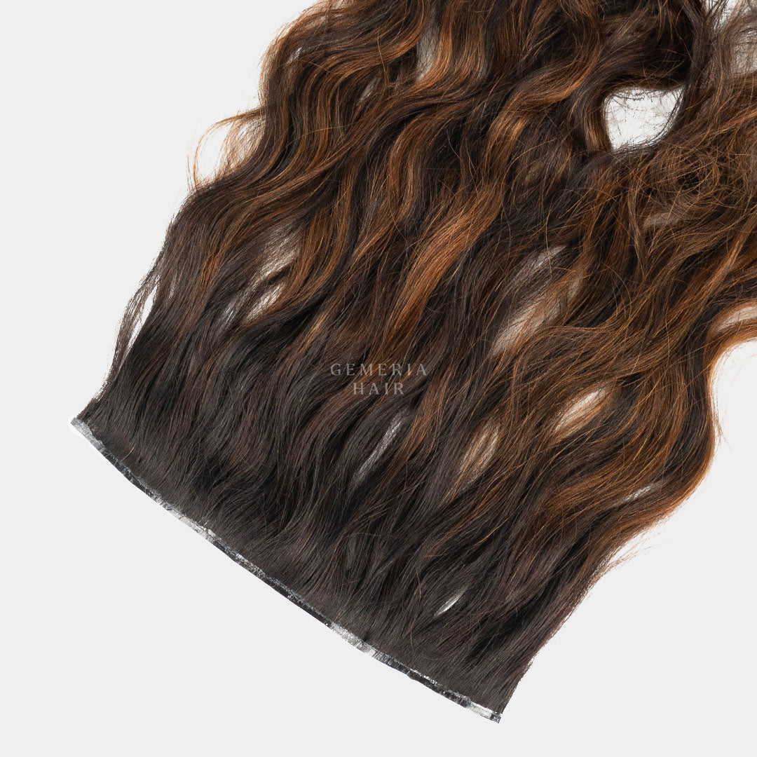 Caramel Brown Balayage | Seamless | 1 Piece Clip-In Hair Volumizer