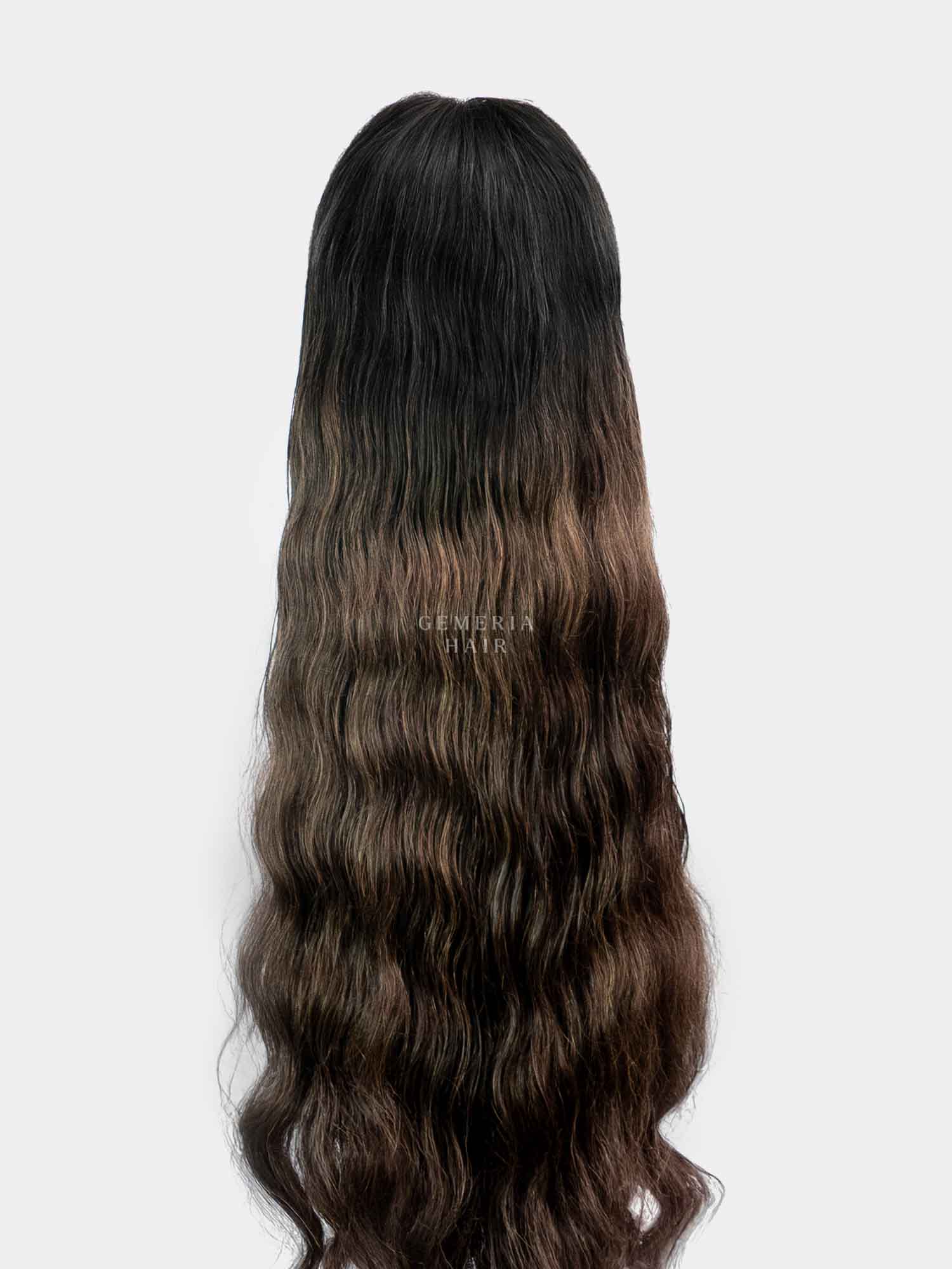 Chocolate Brown Balayage| V-Part Wig | V-Shaped Wig