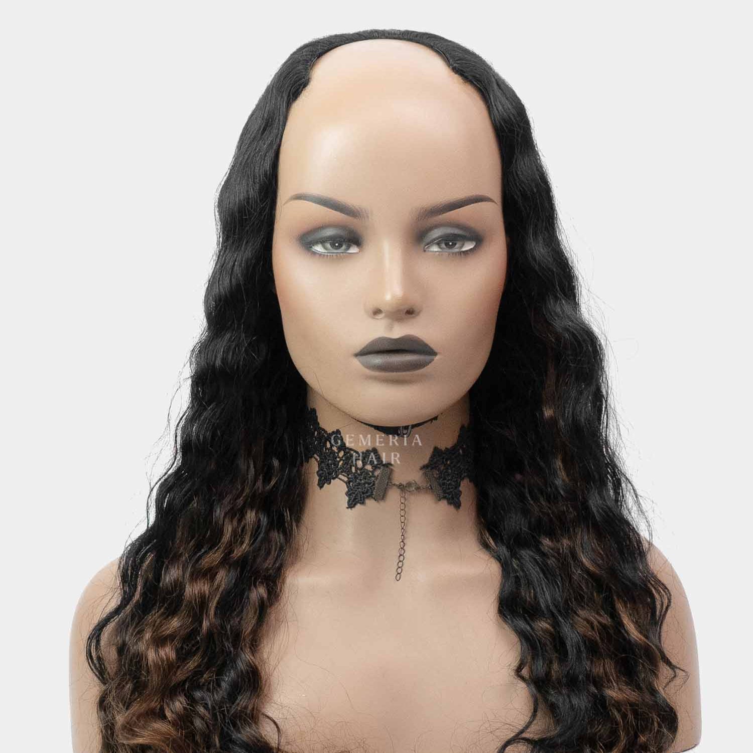 V-Part Wig | Deep Curly | Dark Brown Balayage | V-Shaped Wig