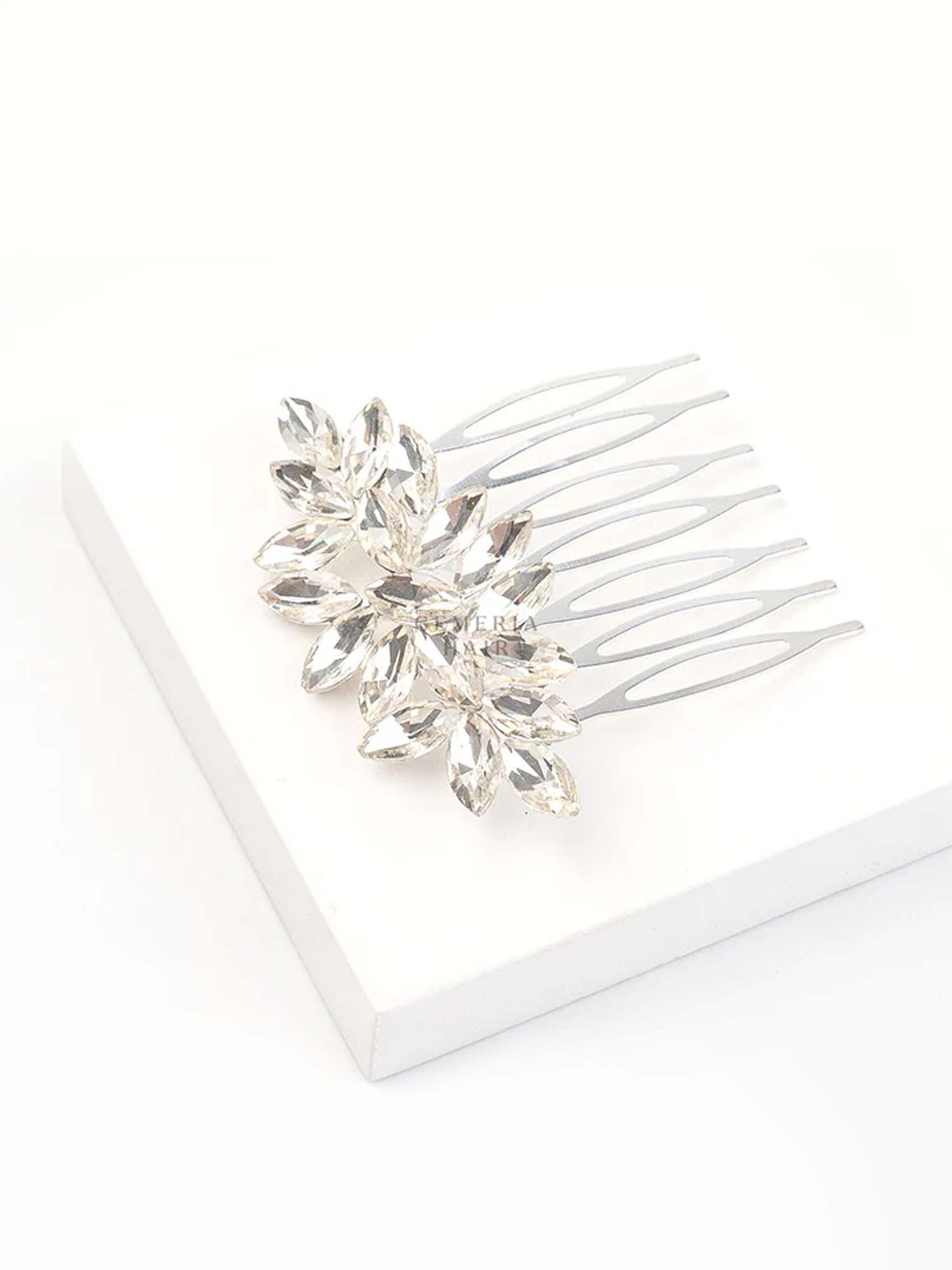 White Opal Crystal Hair Comb For Bun & Braids| Hair Pin