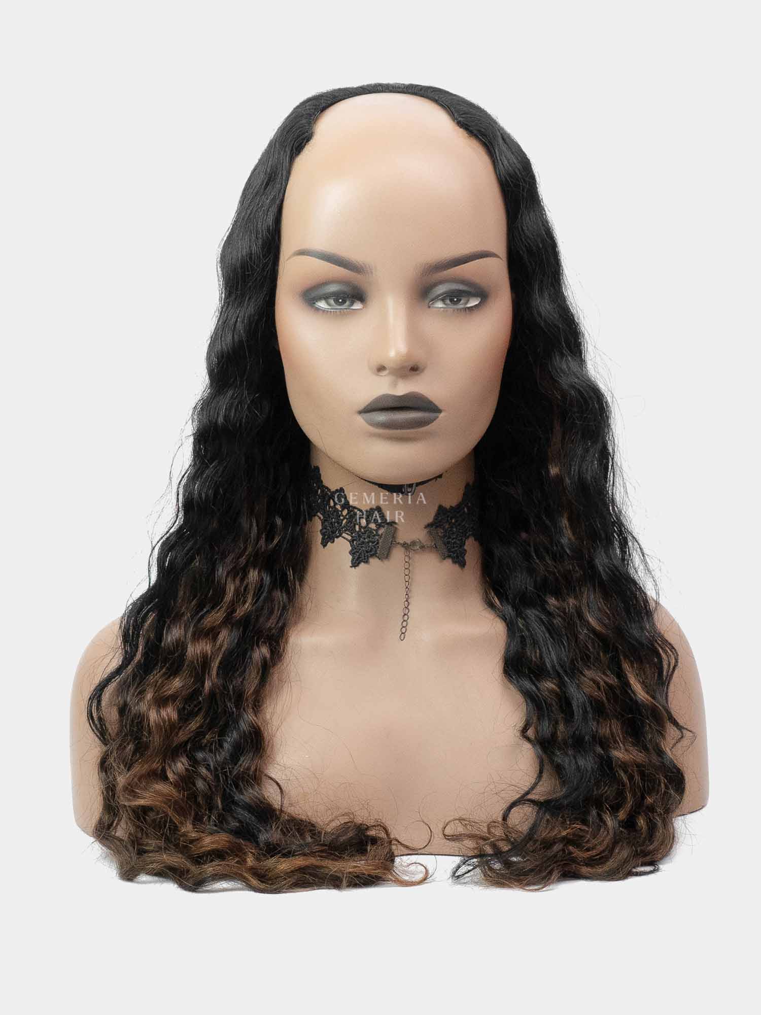 V-Part Wig | Deep Curly | Dark Brown Balayage | V-Shaped Wig