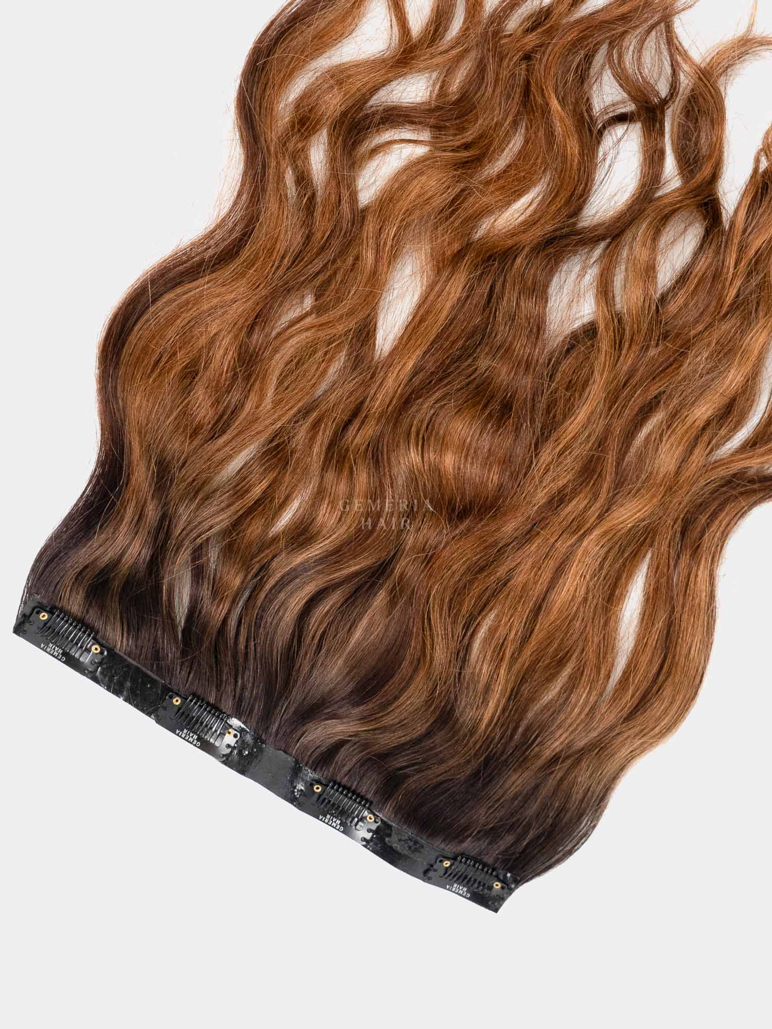 Golden Brown Balayage | Seamless | 1 Piece Clip-In Hair Volumizer