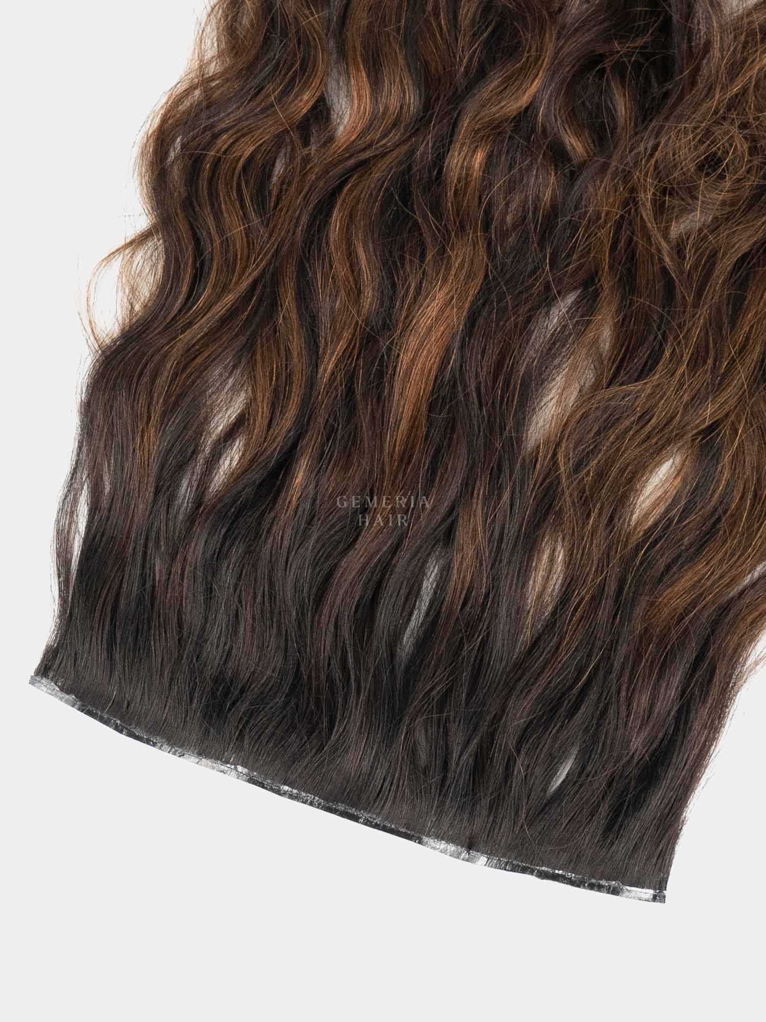 Caramel Brown Balayage | Seamless | 1 Piece Clip-In Hair Volumizer